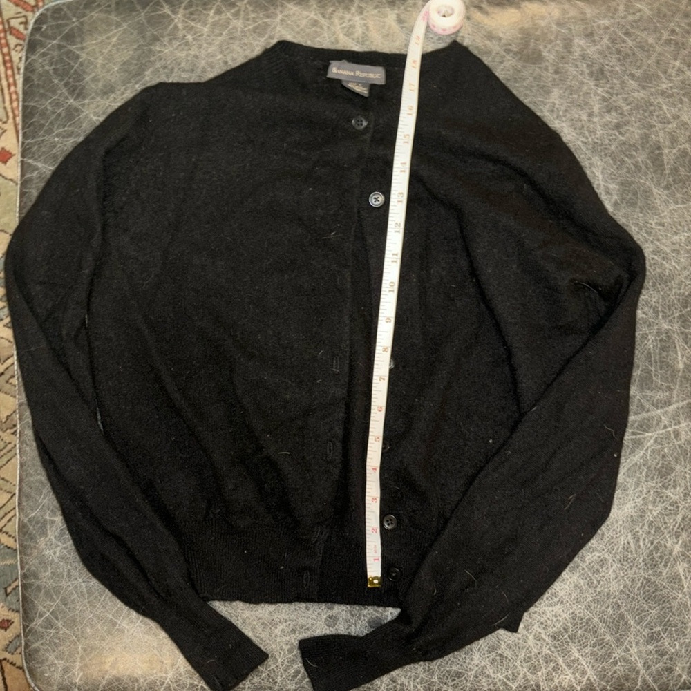 Banana Republic black cashmere cardigan, size M.